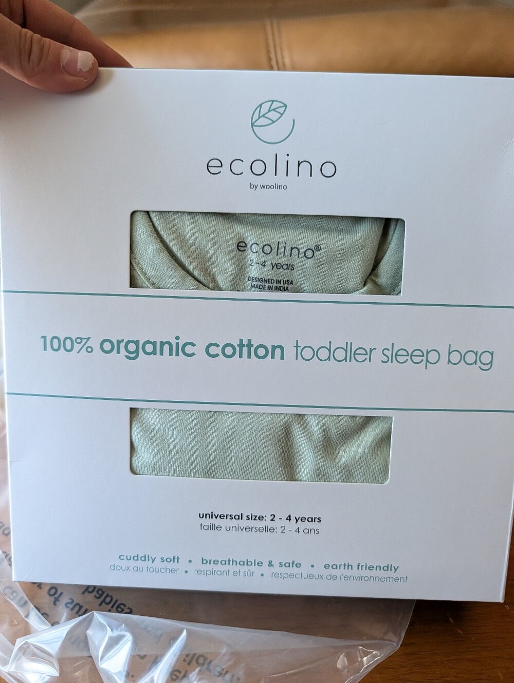 NWT Woolino Ecolino® Adjustable Toddler Sleep Bag, Organic Cotton, 2-4Y - Picture 2 of 3